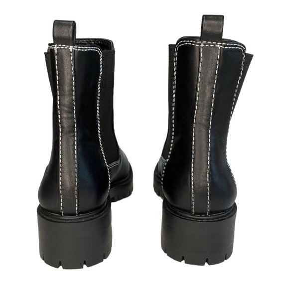 CAMPSITE | Chelsea Faux Leather Pull-On Lug Sole Ankle Boots Black Size 5 NEW - Picture 4 of 11